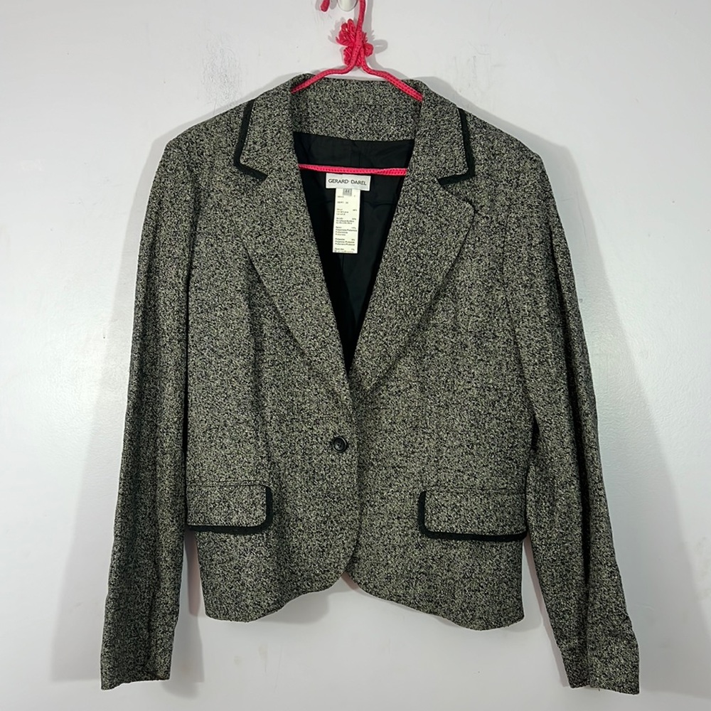 Retro Gerard Darel wool blend, size 12, one button jacket with front pockets